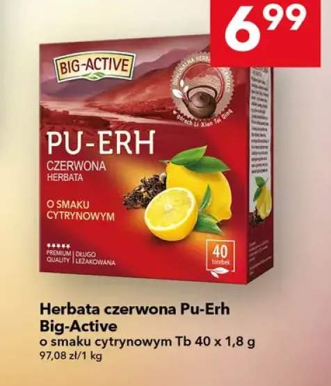 Herbata czerwona Pu-Erh o smaku cytrynowym Tb 40 x 1,8g