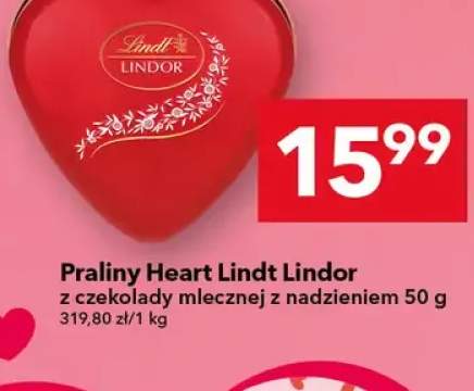 Praliny Heart Lindt Lindor z czekolady mlecznej z nadzieniem