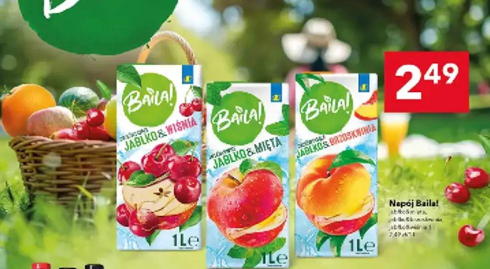 Sok niegazowany jabłko-wiśnia, jabłko-mięta, jabłko-moroszka