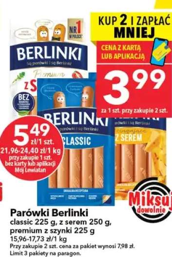 Parówki classic z 2% tł., z serem, premium z szynki