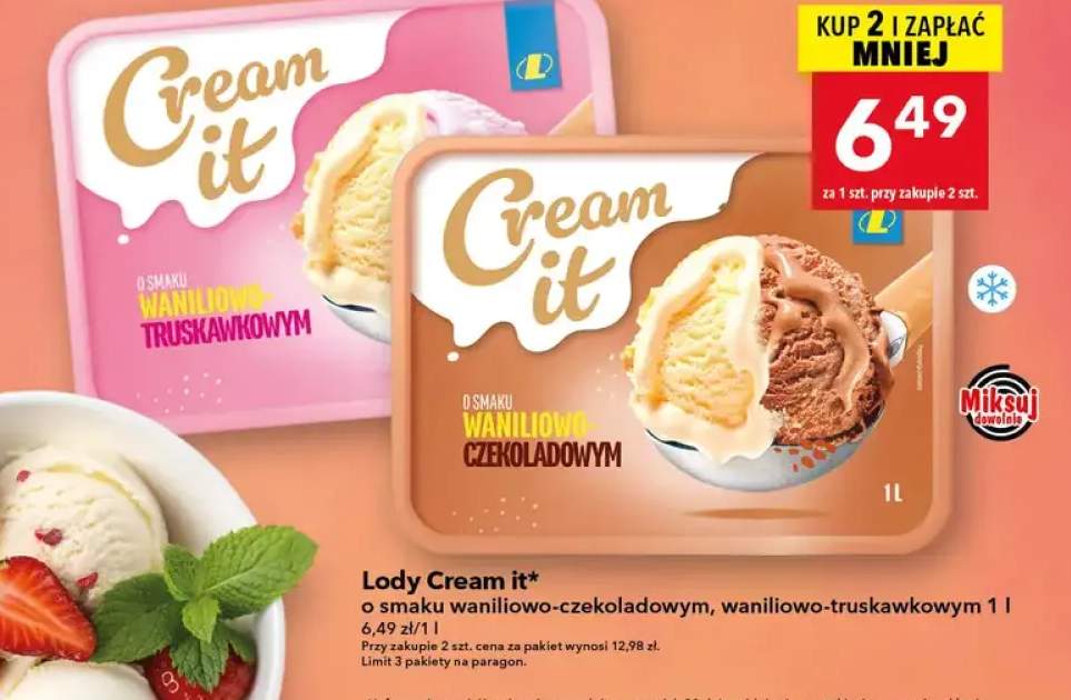 Lody o smaku waniliowo-truskawkowym