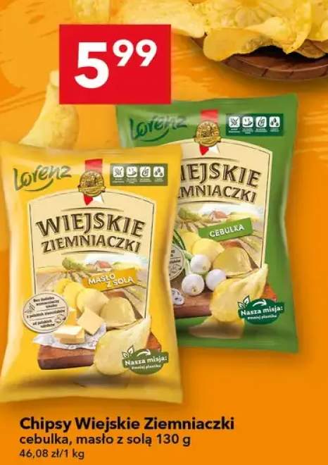 Chipsy wiejskie ziemniaczki masło z solą