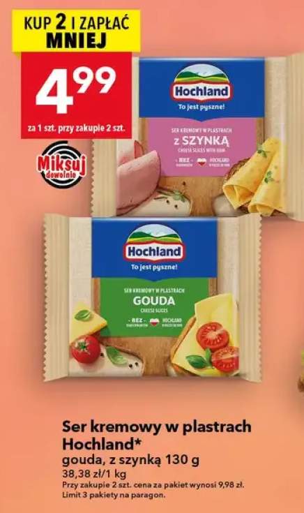 Ser kremowy w plastrach Hochland Gouda