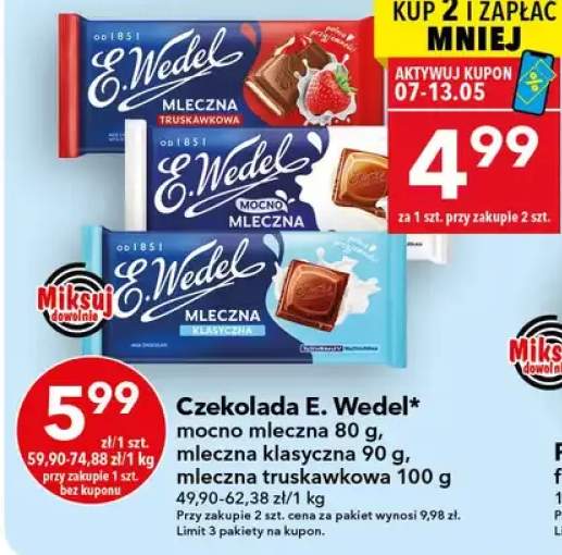 Czekolada E.Wedel mleczna truskawkowa