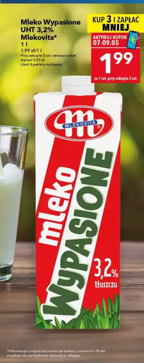 Mleko Wypasione UHT 3,2% Mlekovita