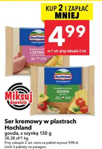 Ser kremowy w plastrach Hochland gouda
