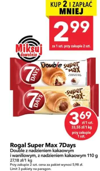 Rogal Super Max 7Days Double z nadzieniem kakaowym i waniliowym