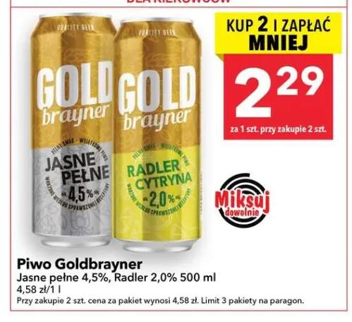 Piwo Goldbrayner Jasne pełne 4,5% 500ml