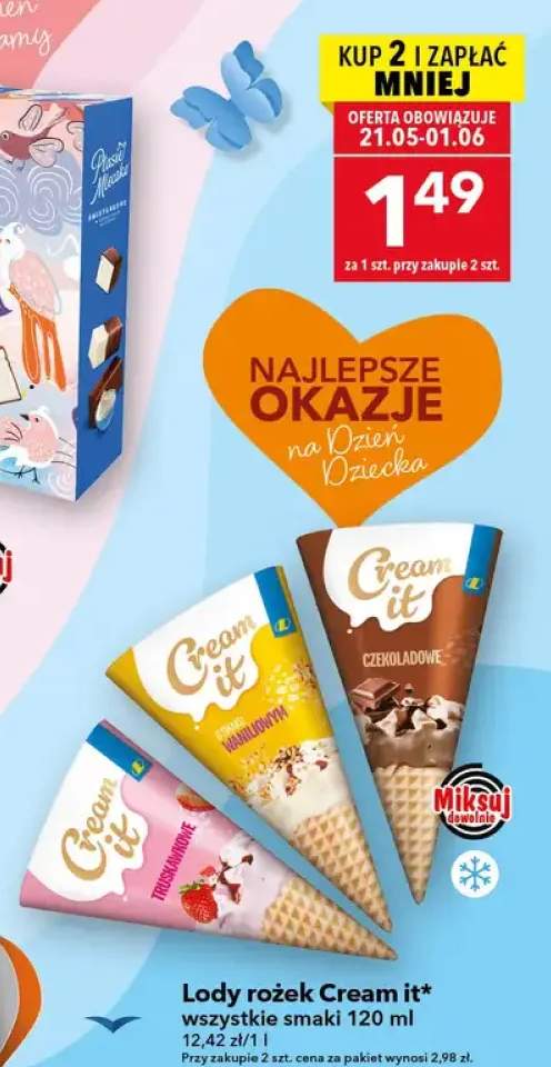 Lody rożek Cream it truskawkowe