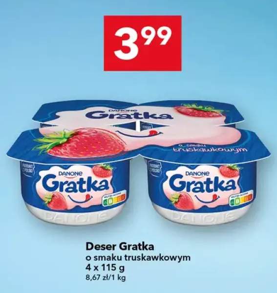 Deser Danone Gratka o smaku truskawkowym 4-pak