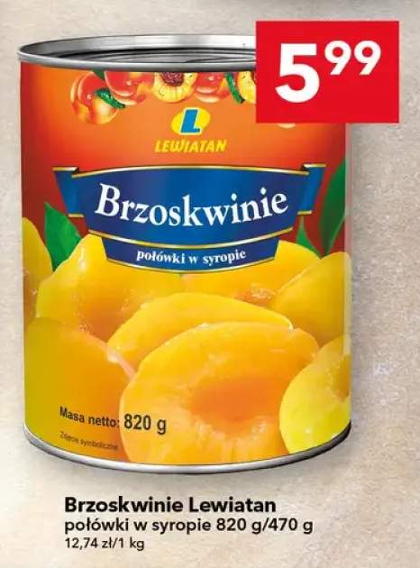 Brzoskwinie Lewiatan połówki w syropie