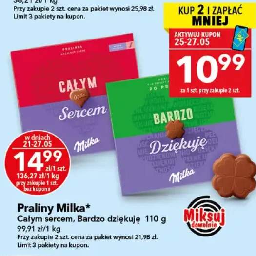 Praliny Milka Bardzo dziękuję