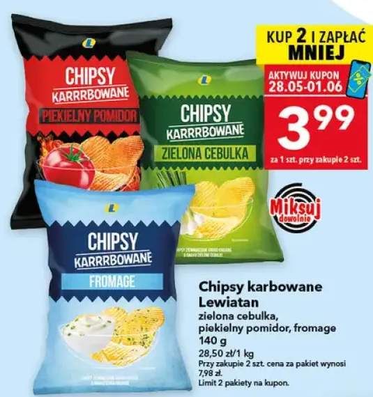 Chipsy karbowane Lewiatan piekielny pomidor