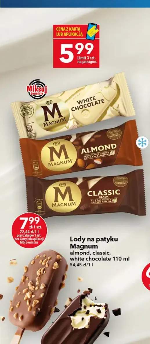 Lody na patyku Magnum white chocolate