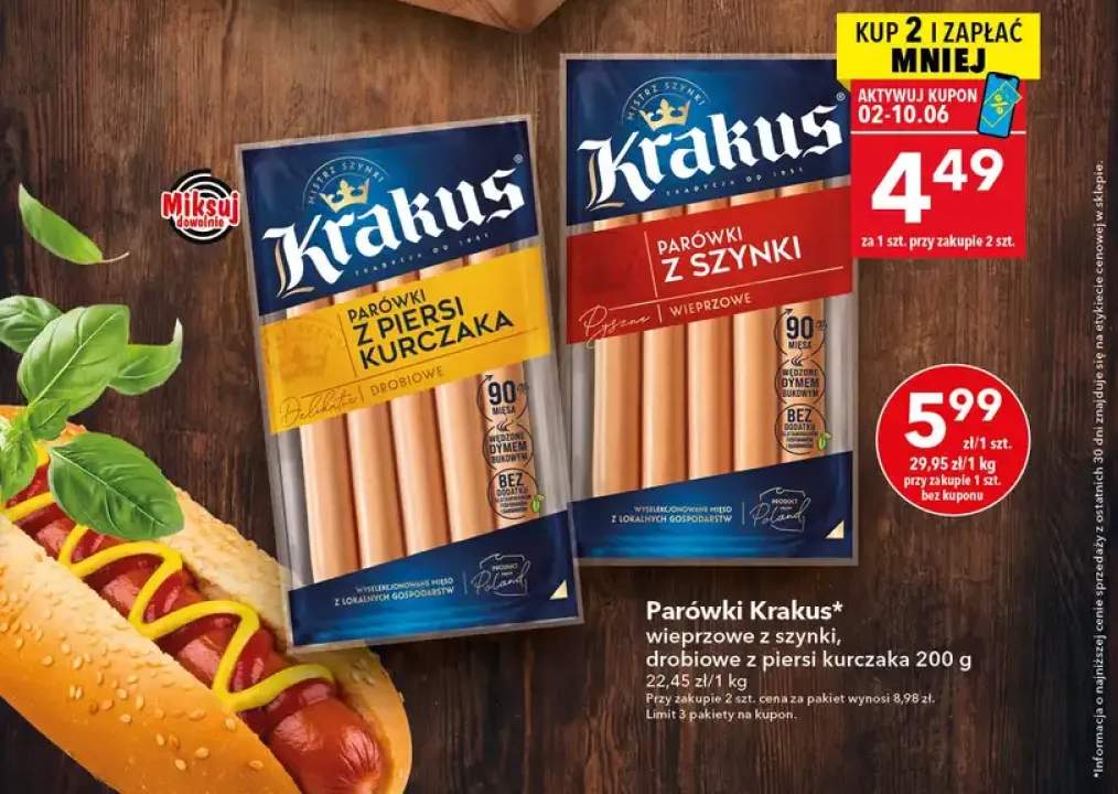 Parówki drobiowe z piersi kurczaka Krakus