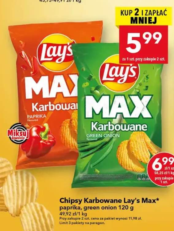 Chipsy Karbowane Lay's Max paprika
