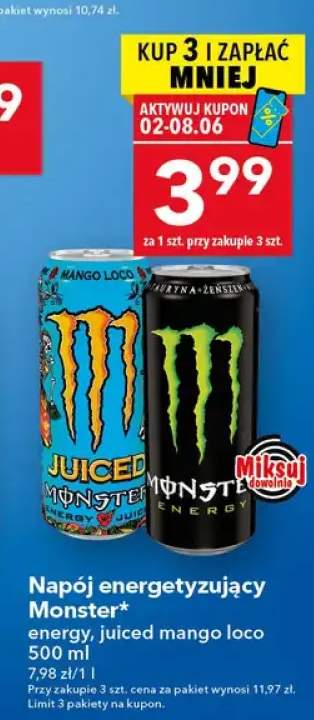 Napój energetyzujący Monster juiced mango loco