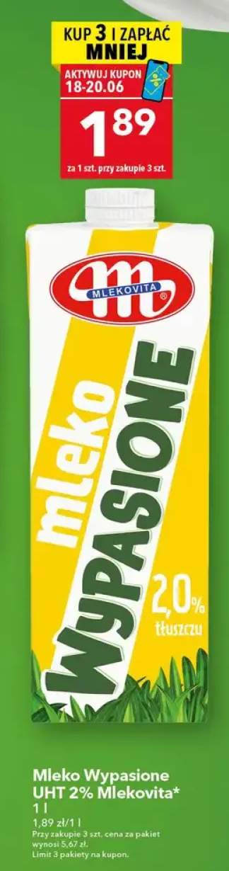 Mleko Wypasione UHT 2% Mlekovita