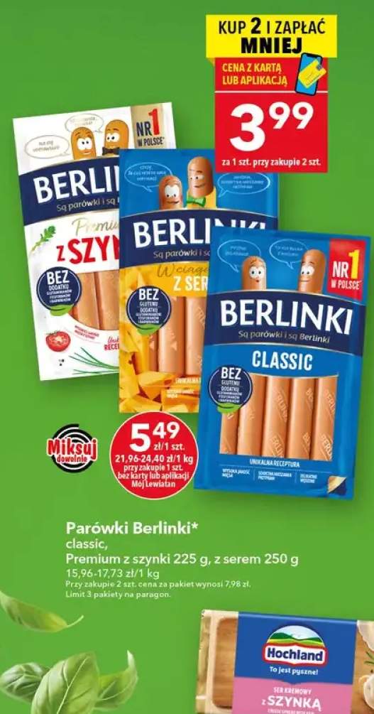 Parówki Berlinki Classic +2 warianty