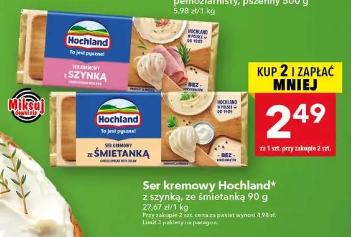 Ser kremowy Hochland z szynką +1 wariant