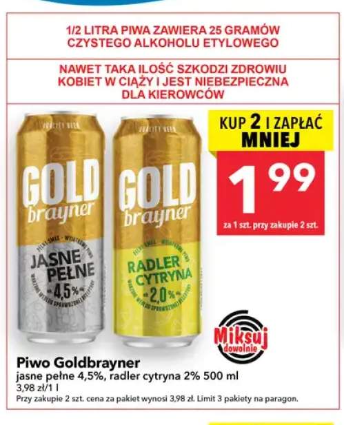 Piwo radler cytryna Goldbrayner 2% +1 wariant