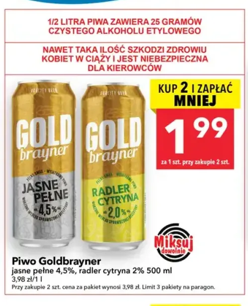 Piwo radler cytryna Goldbrayner 2% +1 wariant