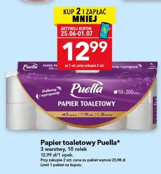 Papier toaletowy Puella 3-warstwowy