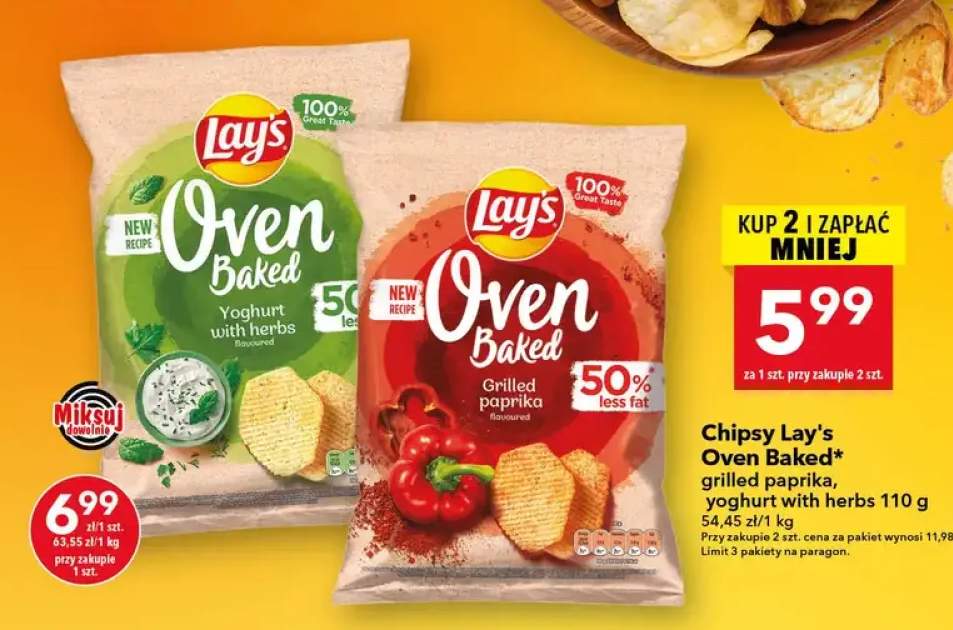 Chipsy ziemniaczane Lay's Oven Baked Grilled Paprika +1 wariant