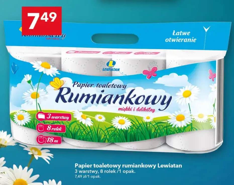 Papier toaletowy rumiankowy Lewiatan 8-pak