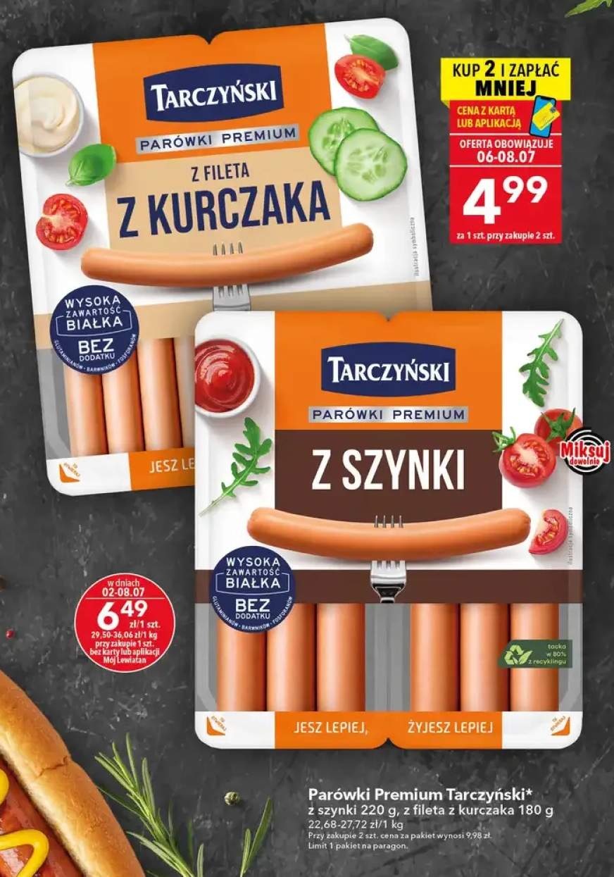 Parówki Premium Tarczyński z fileta z kurczaka +1 wariant