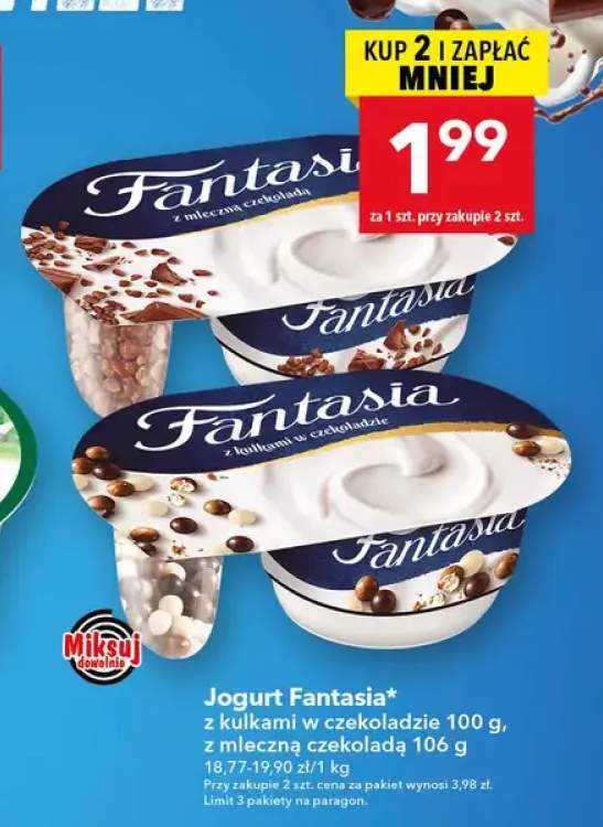 Jogurt Fantasia z mleczną czekoladą +1 wariant
