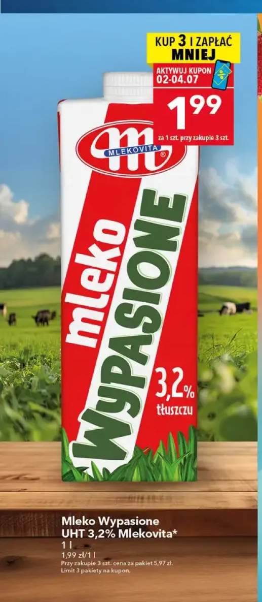 Mleko Wypasione UHT 3,2% Mlekovita