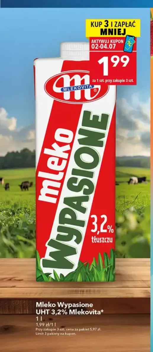 Mleko Wypasione UHT 3,2% Mlekovita