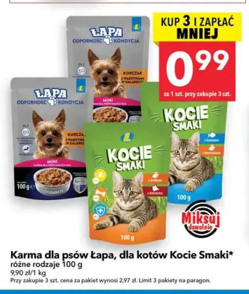 Karma dla psów Łapa kurczak z warzywami w galarecie +2 warianty