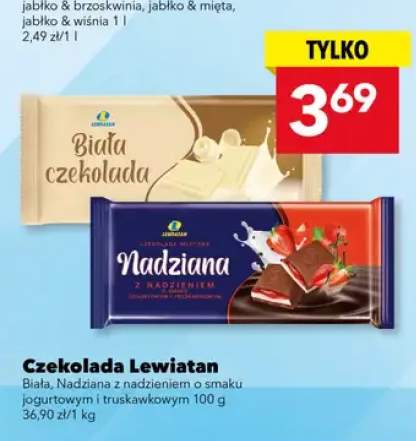 Czekolada mleczna nadziana o smaku jogurtowo truskawkowym Lewiatan +1 wariant