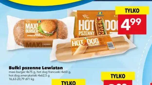 Bułki pszenne Lewiatan maxi-burger 4-pak +1 wariant