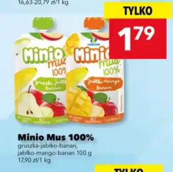 Mus 100% gruszka jabłko banan Minio