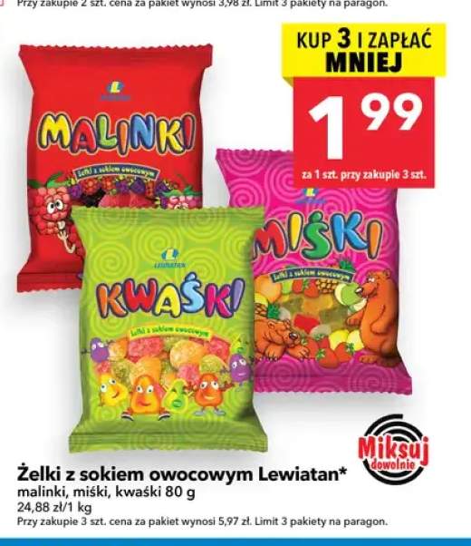 Żelki z sokiem owocowym Lewiatan kwaśki