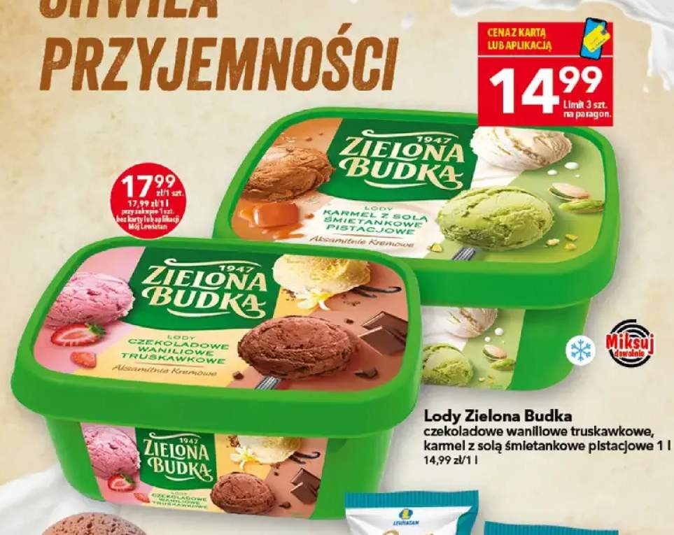 Lody czekoladowe waniliowe truskawkowe Zielona Budka +1 wariant