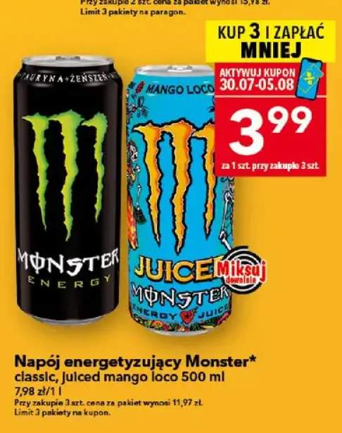 Napój energetyzujący Monster classic +1 wariant
