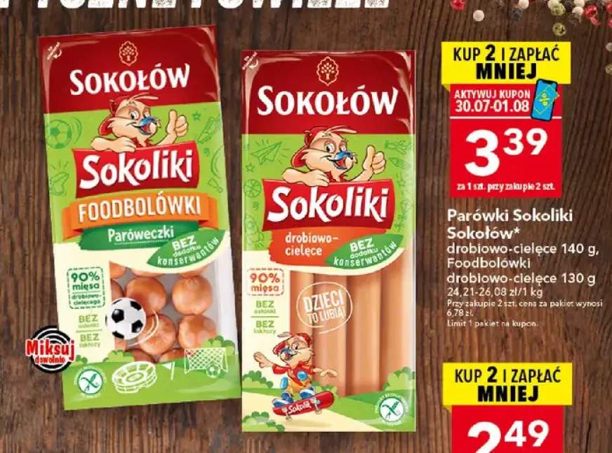 Parówki drobiowo-cielęce Sokołów Sokoliki