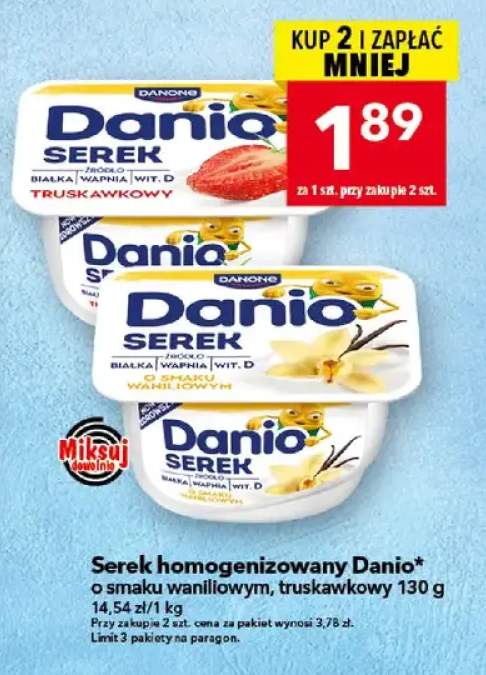 Serek homogenizowany Danio o smaku waniliowym +1 wariant