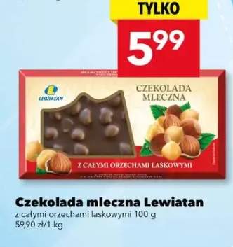 Czekolada mleczna z całymi orzechami laskowymi Lewiatan