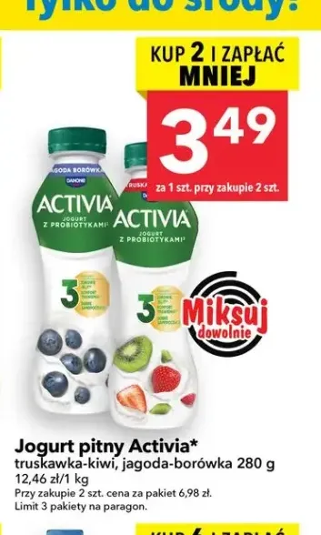 Jogurt pitny Activia jagoda-borówka +1 wariant