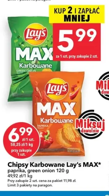 Chipsy karbowane Lay's MAX green onion +1 wariant