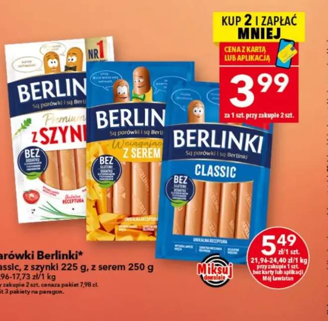 Parówki Berlinki classic +2 warianty
