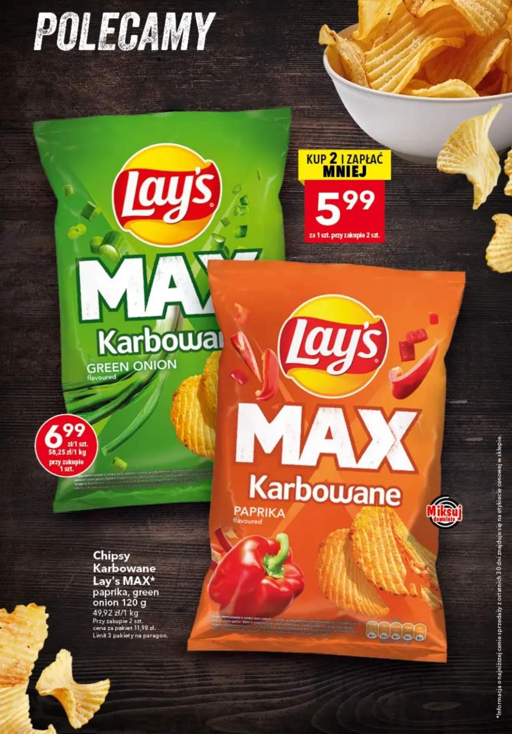 Chipsy karbowane Lay's MAX green onion +1 wariant