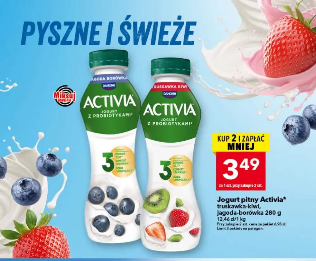 Jogurt pitny Activia truskawka-kiwi +1 wariant