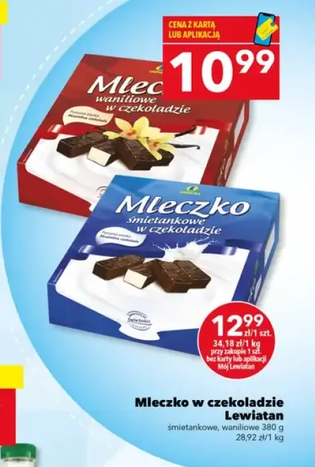 Mleczko w czekoladzie śmietankowe Lewiatan +1 wariant