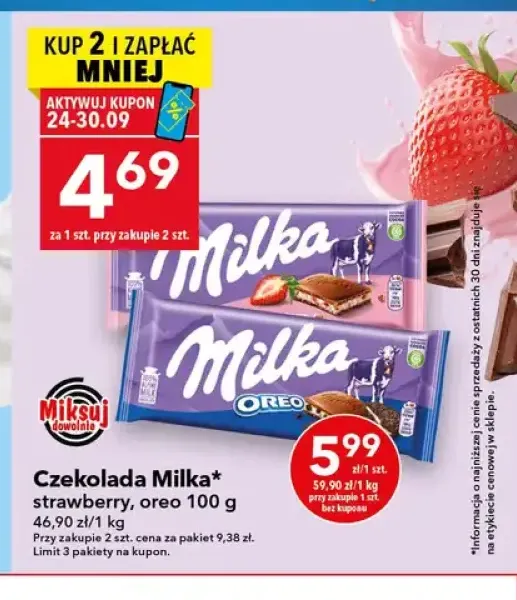 Czekolada Milka strawberry +1 wariant